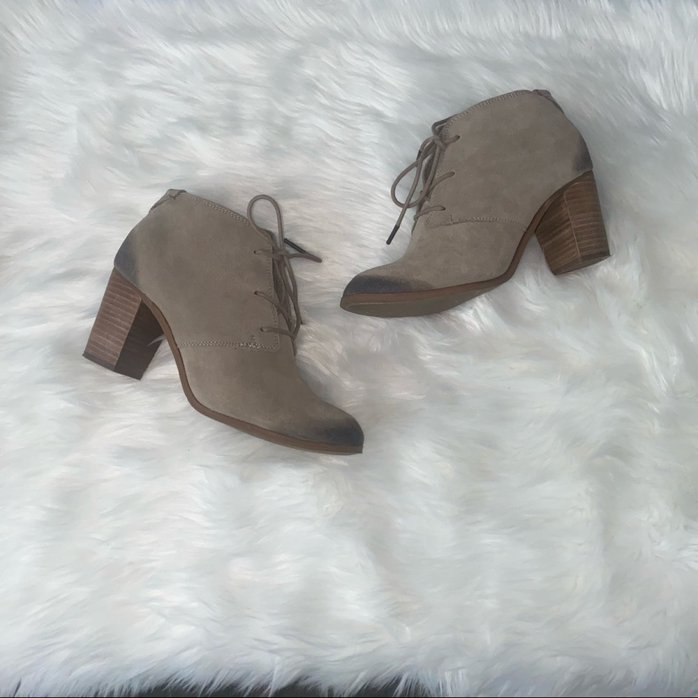Toms Desert Taupe Lunata Burnished Suede Booties